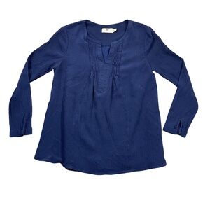 Vineyard Vines Small Navy Gauze 3/4 Sleeve‎ Silk Cotton Polyester Lined Top